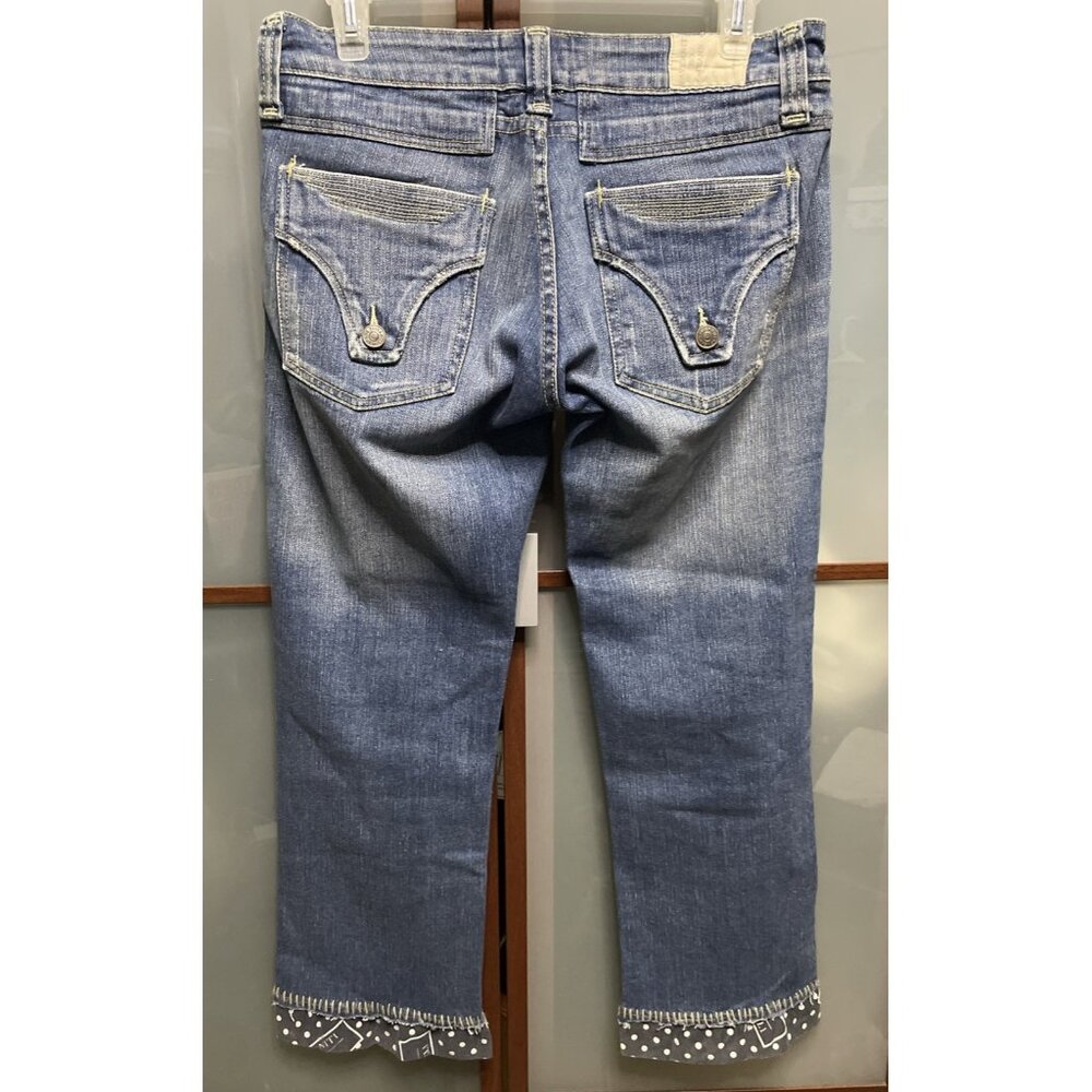 Taverniti So Jeans LA Peggy VintageY2K 90s Ruffle Stitch Hem Blue Denim Size 28